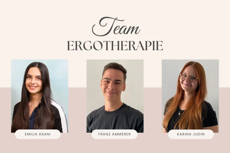 Hier sehen Sie unser Team von der Ergotherapie mit Emilia Asani, Franz Ammerer und Karina Judin!